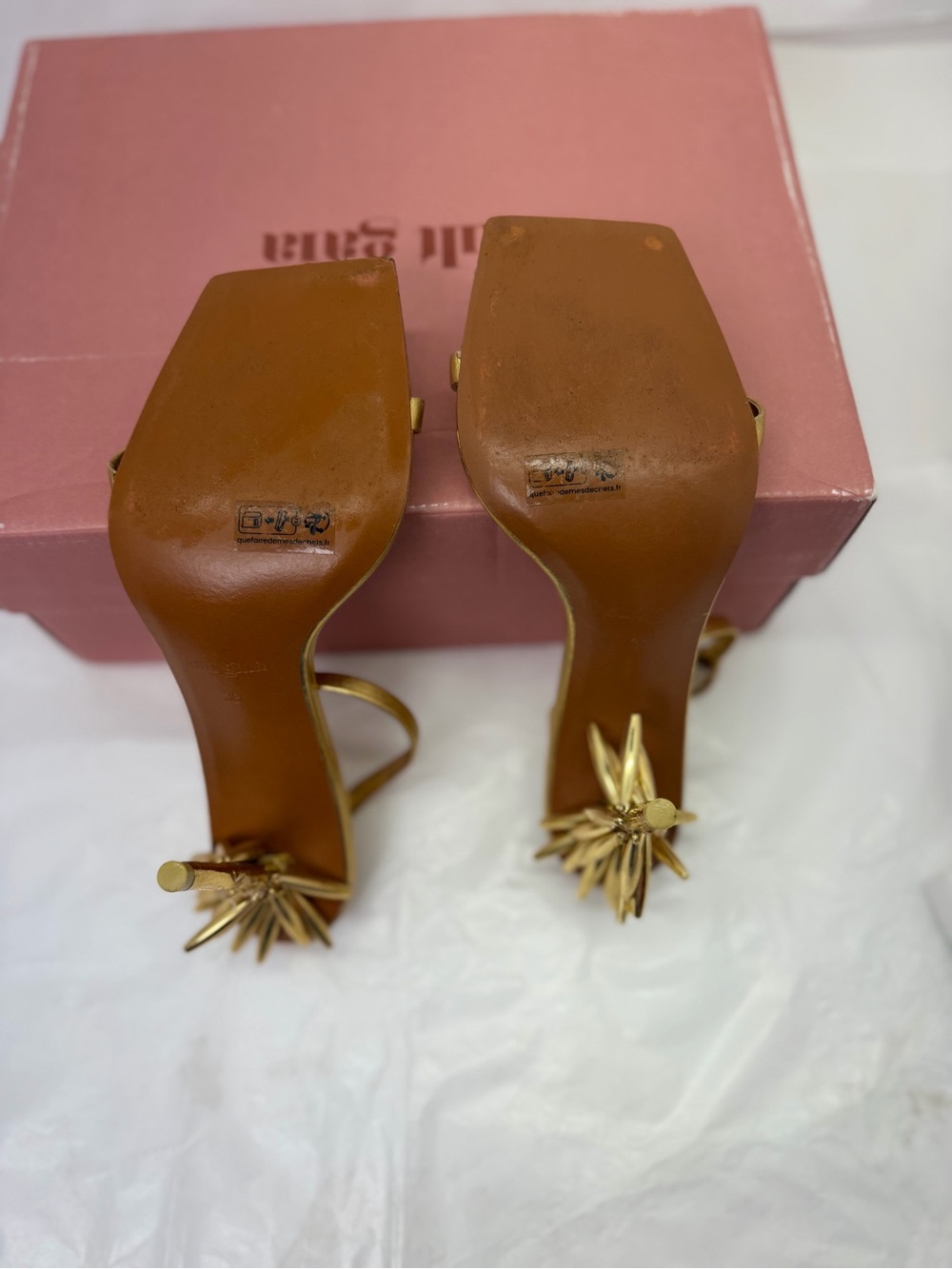 Cult Gaia Sunella Sandal in Gold metallic ankle strap high heel avant garde - Picture 8 of 8